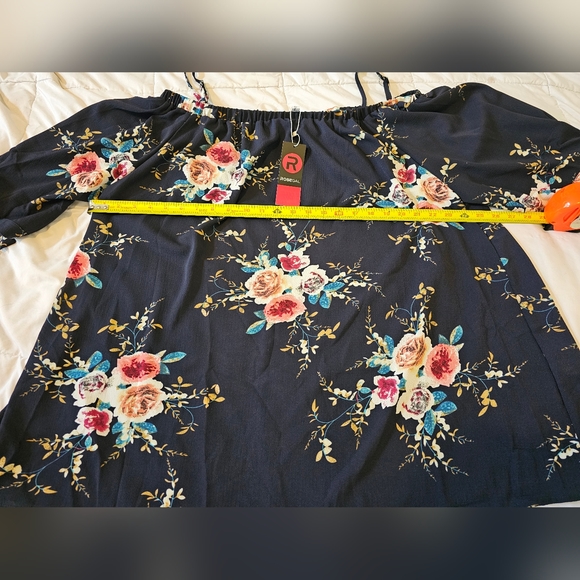NWT Rosegal Blue Floral 🌺 adjustable off-the-shoulder blouse (4X) / Sz 20) 💙🌺 - Picture 7 of 16